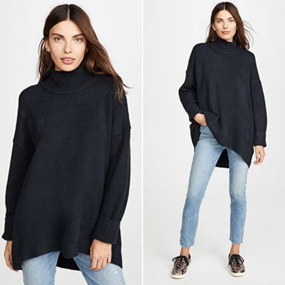 Free People Sweaters - Free People Afterglow Tunic Sweater size Medium in Black- NEW